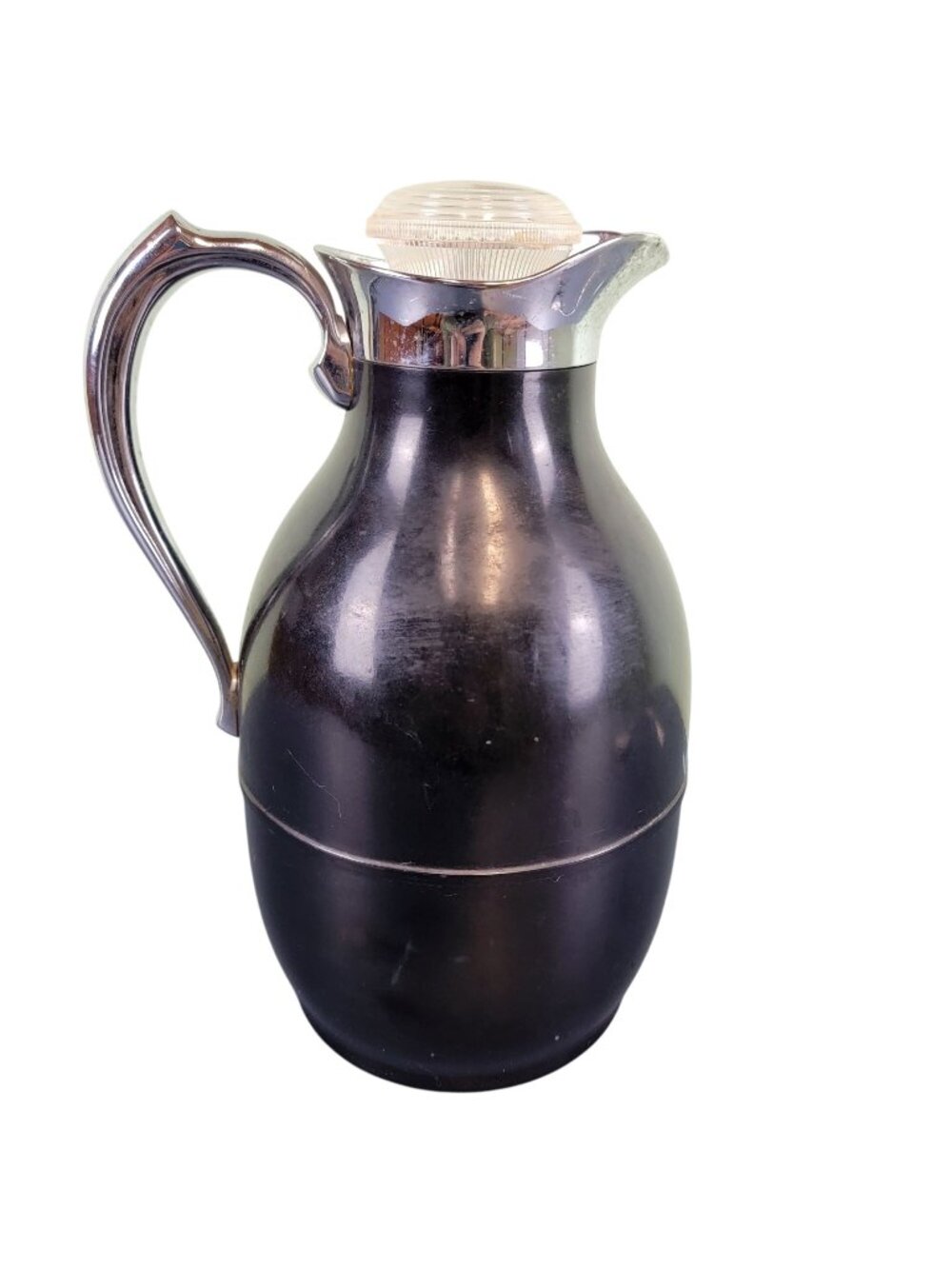 Thermos Vintage 40s Bakelite Carafe Pitcher Black Silver Stopper Kitchen Hot Col